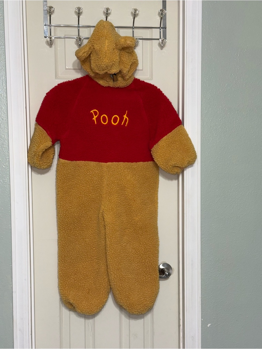 Vintage Disney Winnie The Pooh Teddy Fleece Kids One-Piece with Hood Size 4-6T